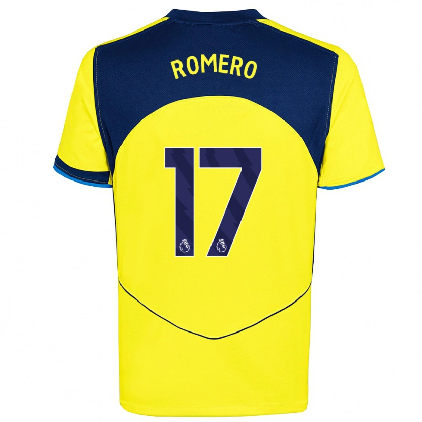 Danxen Kvinder Cristian Romero #17 Gul Navy Tredje Sæt Spillertrøjer 2025/26 Trøje T-Shirt