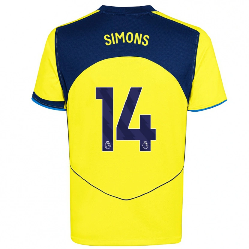 Danxen Kvinder Zach Simons #14 Gul Navy Tredje Sæt Spillertrøjer 2025/26 Trøje T-Shirt