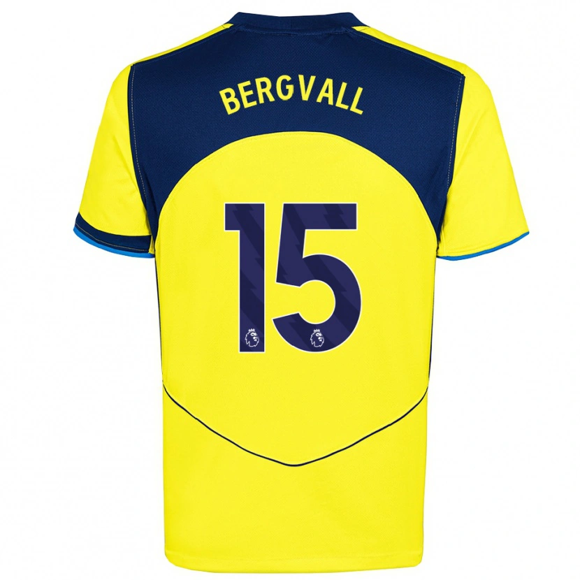 Danxen Kvinder Lucas Bergvall #15 Gul Navy Tredje Sæt Spillertrøjer 2025/26 Trøje T-Shirt