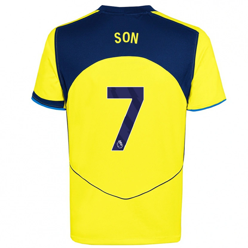 Danxen Kvinder Heung-Min Son #7 Gul Navy Tredje Sæt Spillertrøjer 2025/26 Trøje T-Shirt