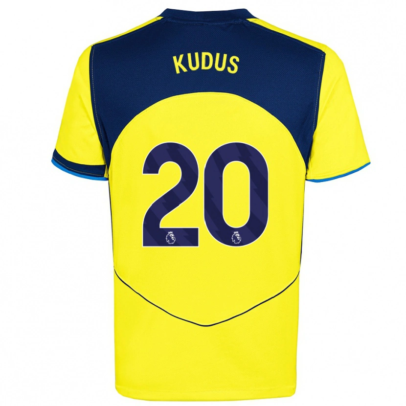 Danxen Kvinder Mohammed Kudus #20 Gul Navy Tredje Sæt Spillertrøjer 2025/26 Trøje T-Shirt