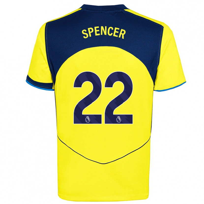 Danxen Kvinder Rebecca Spencer #22 Gul Navy Tredje Sæt Spillertrøjer 2025/26 Trøje T-Shirt