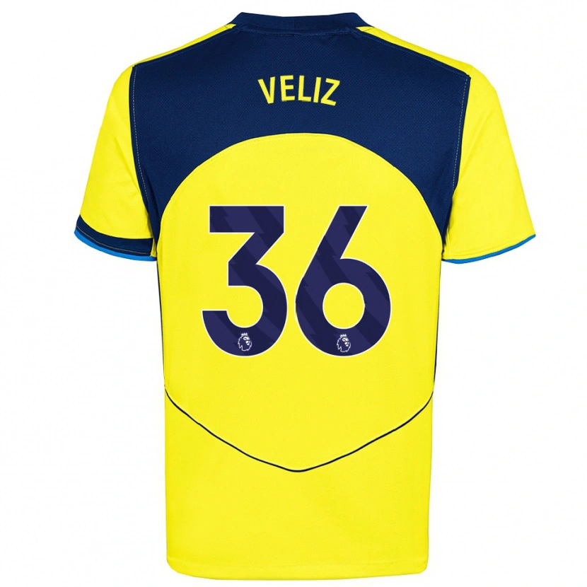 Danxen Kvinder Alejo Véliz #36 Gul Navy Tredje Sæt Spillertrøjer 2025/26 Trøje T-Shirt