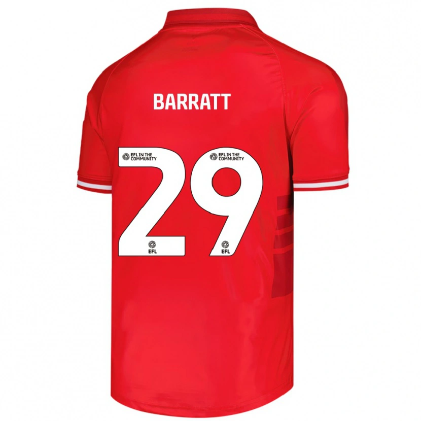 Danxen Børn Connor Barratt #29 Rød Hvid Hjemmebane Spillertrøjer 2025/26 Trøje T-Shirt