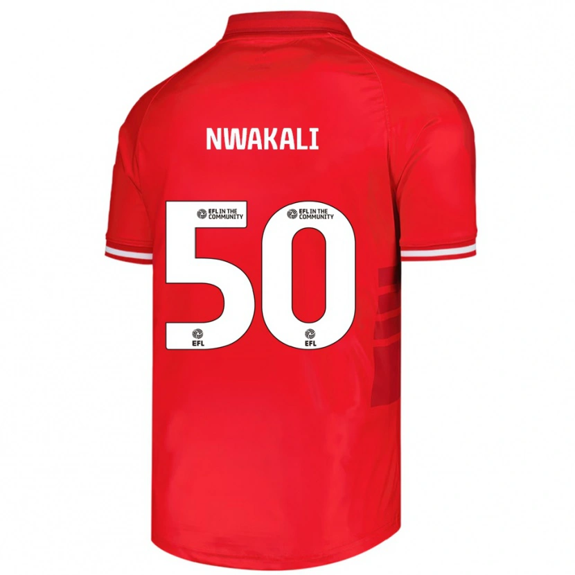 Danxen Børn Kelechi Nwakali #50 Rød Hvid Hjemmebane Spillertrøjer 2025/26 Trøje T-Shirt