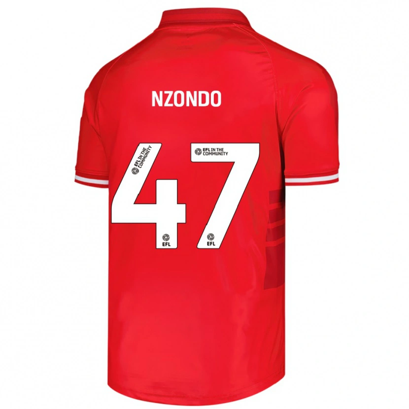 Danxen Børn Emmaisa Nzondo #47 Rød Hvid Hjemmebane Spillertrøjer 2025/26 Trøje T-Shirt