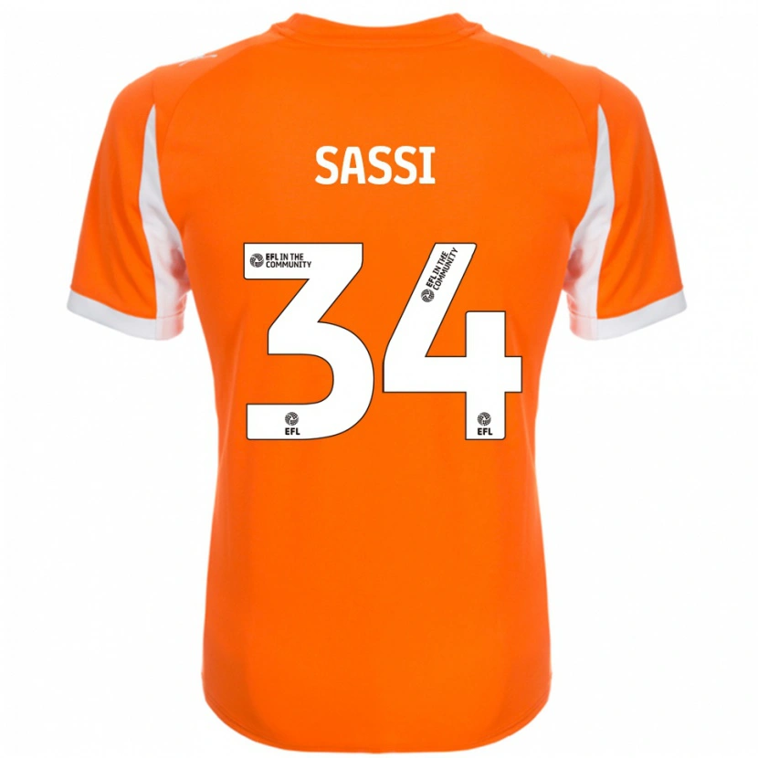 Danxen Børn Dan Sassi #34 Orange Hvid Hjemmebane Spillertrøjer 2025/26 Trøje T-Shirt