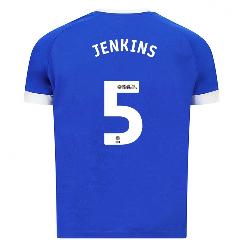 Danxen Børn Nieve Jenkins #5 Blå Hvid Hjemmebane Spillertrøjer 2025/26 Trøje T-Shirt
