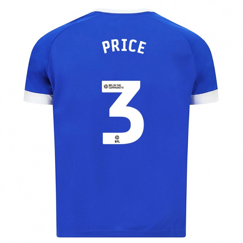 Danxen Børn Ffion Price #3 Blå Hvid Hjemmebane Spillertrøjer 2025/26 Trøje T-Shirt