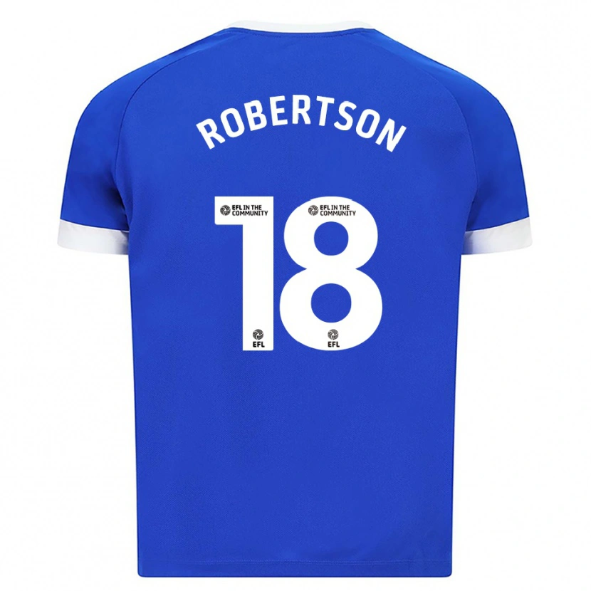 Danxen Børn Alex Robertson #18 Blå Hvid Hjemmebane Spillertrøjer 2025/26 Trøje T-Shirt
