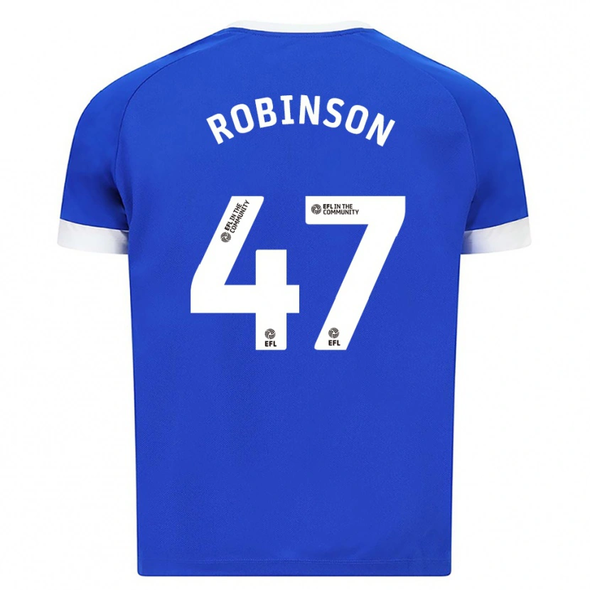 Danxen Børn Callum Robinson #47 Blå Hvid Hjemmebane Spillertrøjer 2025/26 Trøje T-Shirt