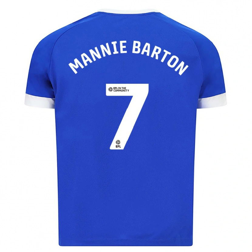 Danxen Børn Mannie Barton #7 Blå Hvid Hjemmebane Spillertrøjer 2025/26 Trøje T-Shirt