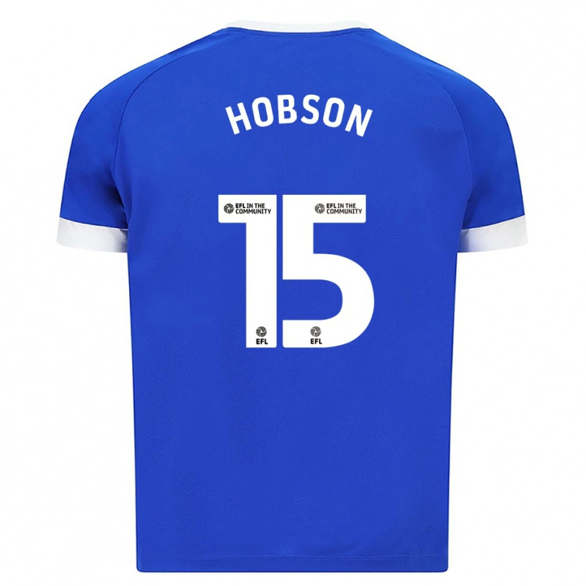 Danxen Børn Jacob Hobson #15 Blå Hvid Hjemmebane Spillertrøjer 2025/26 Trøje T-Shirt