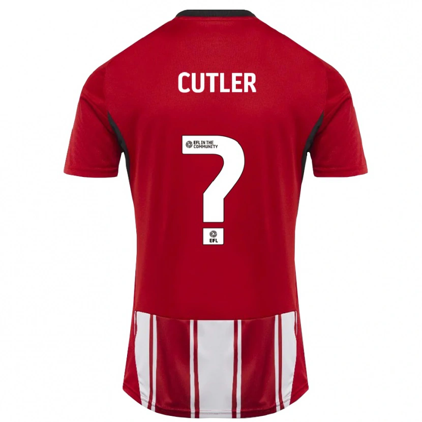 Danxen Børn Theo Cutler #0 Rød Hvid Sort Hjemmebane Spillertrøjer 2025/26 Trøje T-Shirt