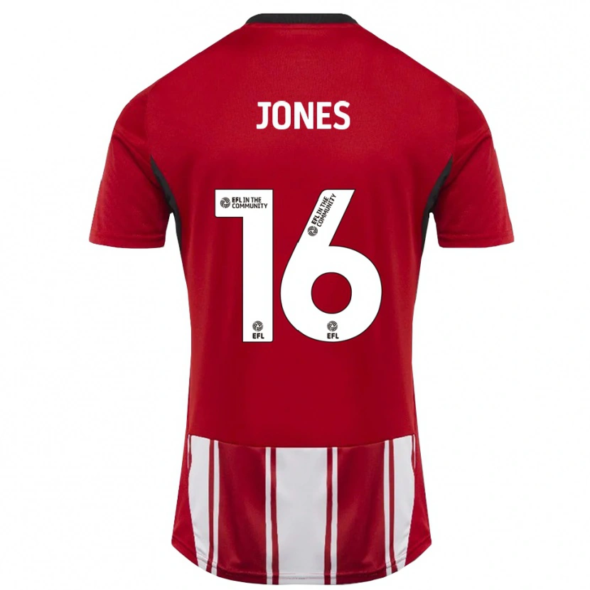 Danxen Børn Patrick Jones #16 Rød Hvid Sort Hjemmebane Spillertrøjer 2025/26 Trøje T-Shirt