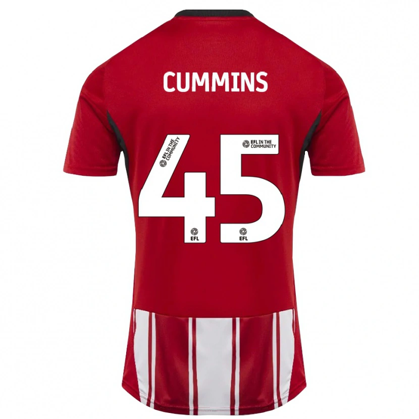 Danxen Børn Charlie Cummins #45 Rød Hvid Sort Hjemmebane Spillertrøjer 2025/26 Trøje T-Shirt