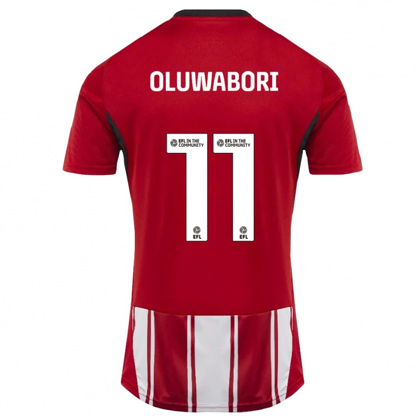 Danxen Børn Andrew Oluwabori #11 Rød Hvid Sort Hjemmebane Spillertrøjer 2025/26 Trøje T-Shirt
