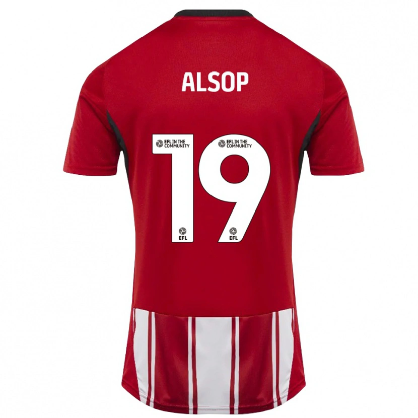 Danxen Børn Tobias Alsop #19 Rød Hvid Sort Hjemmebane Spillertrøjer 2025/26 Trøje T-Shirt