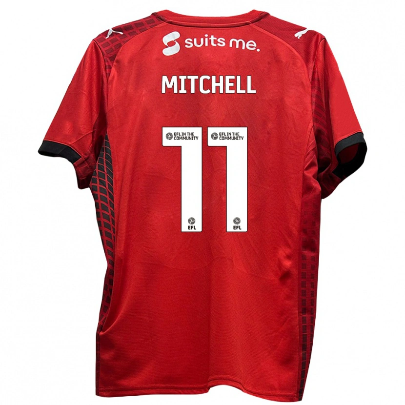 Danxen Børn Demetri Mitchell #11 Rød Sort Hjemmebane Spillertrøjer 2025/26 Trøje T-Shirt
