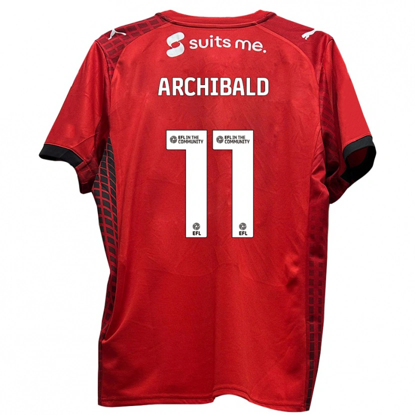 Danxen Børn Theo Archibald #11 Rød Sort Hjemmebane Spillertrøjer 2025/26 Trøje T-Shirt