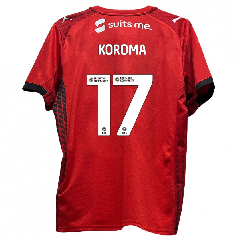Danxen Børn Josh Koroma #17 Rød Sort Hjemmebane Spillertrøjer 2025/26 Trøje T-Shirt