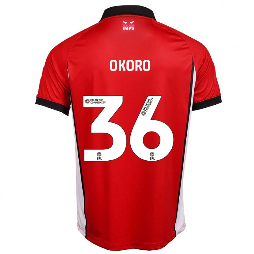 Danxen Børn Zane Okoro #36 Rød Hvid Hjemmebane Spillertrøjer 2025/26 Trøje T-Shirt
