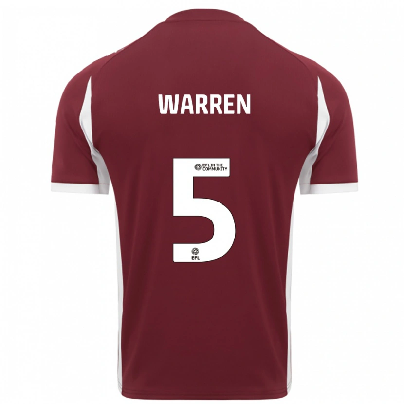 Danxen Børn Talia-Jay Warren #5 Burgunder Hvid Hjemmebane Spillertrøjer 2025/26 Trøje T-Shirt