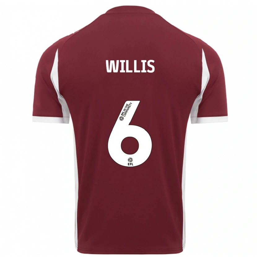 Danxen Børn Jordan Willis #6 Burgunder Hvid Hjemmebane Spillertrøjer 2025/26 Trøje T-Shirt