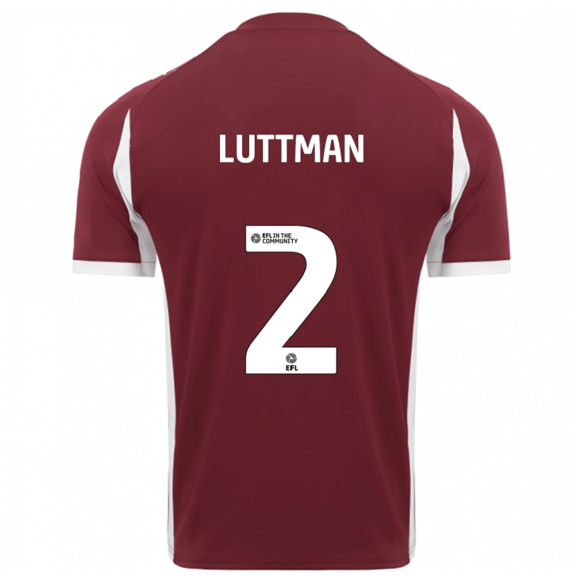 Danxen Børn Bianca Luttman #2 Burgunder Hvid Hjemmebane Spillertrøjer 2025/26 Trøje T-Shirt