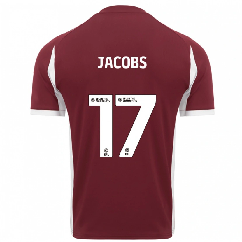 Danxen Børn Michael Jacobs #17 Burgunder Hvid Hjemmebane Spillertrøjer 2025/26 Trøje T-Shirt
