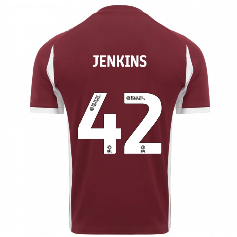 Danxen Børn Leo Jenkins #42 Burgunder Hvid Hjemmebane Spillertrøjer 2025/26 Trøje T-Shirt