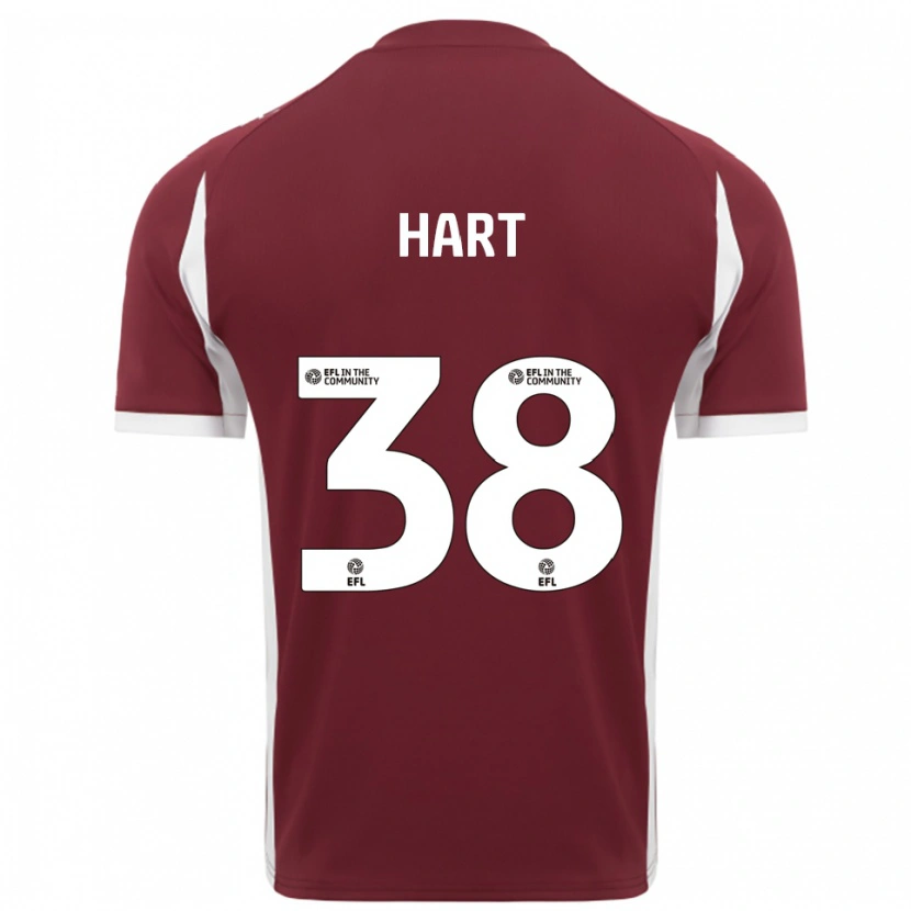 Danxen Børn Jamari Hart #38 Burgunder Hvid Hjemmebane Spillertrøjer 2025/26 Trøje T-Shirt