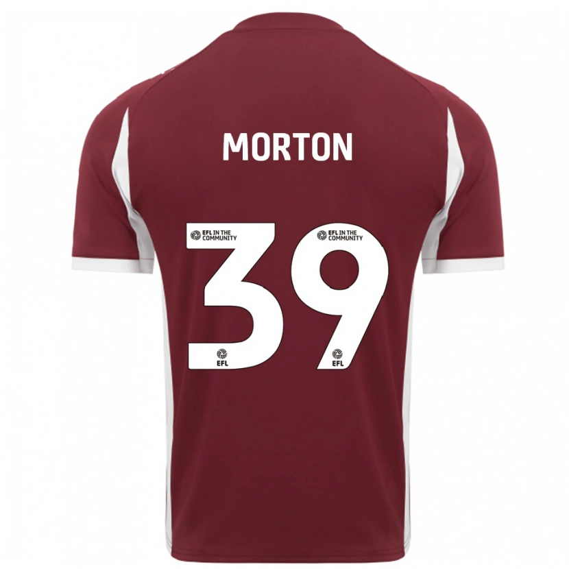 Danxen Børn Callum Morton #39 Burgunder Hvid Hjemmebane Spillertrøjer 2025/26 Trøje T-Shirt