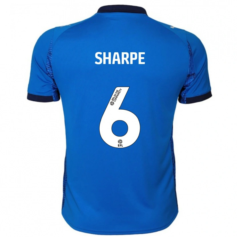 Danxen Børn Emily Sharpe #6 Blå Hvid Hjemmebane Spillertrøjer 2025/26 Trøje T-Shirt