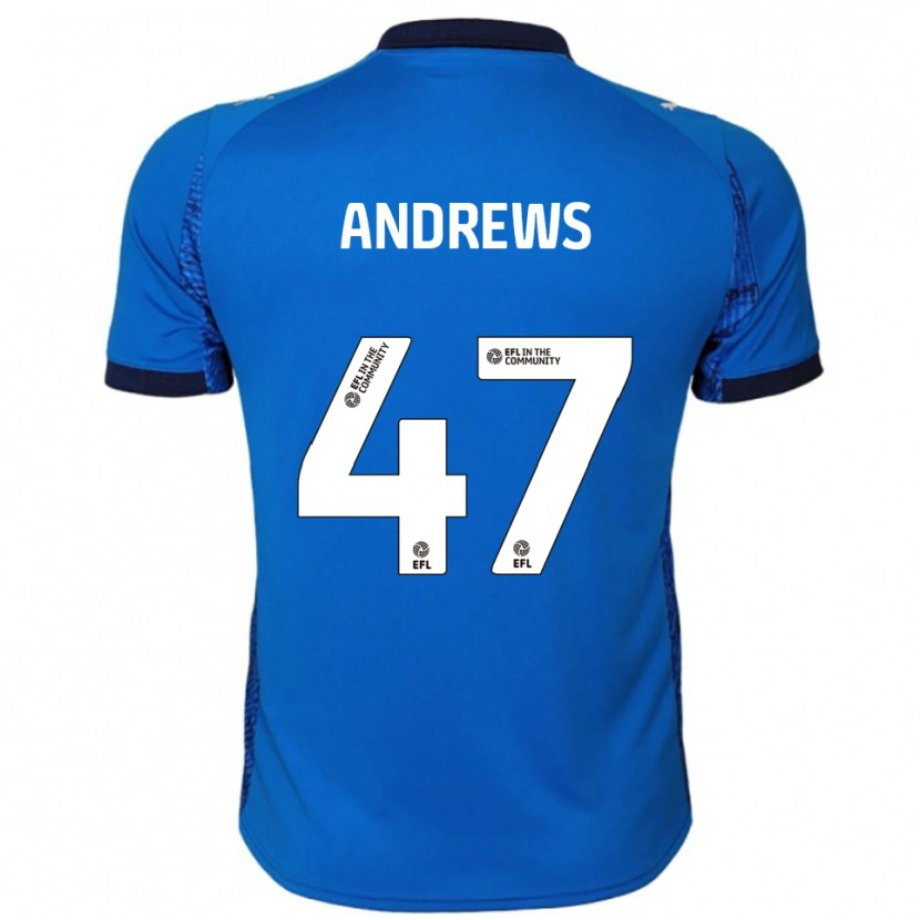 Danxen Børn Joe Andrews #47 Blå Hvid Hjemmebane Spillertrøjer 2025/26 Trøje T-Shirt
