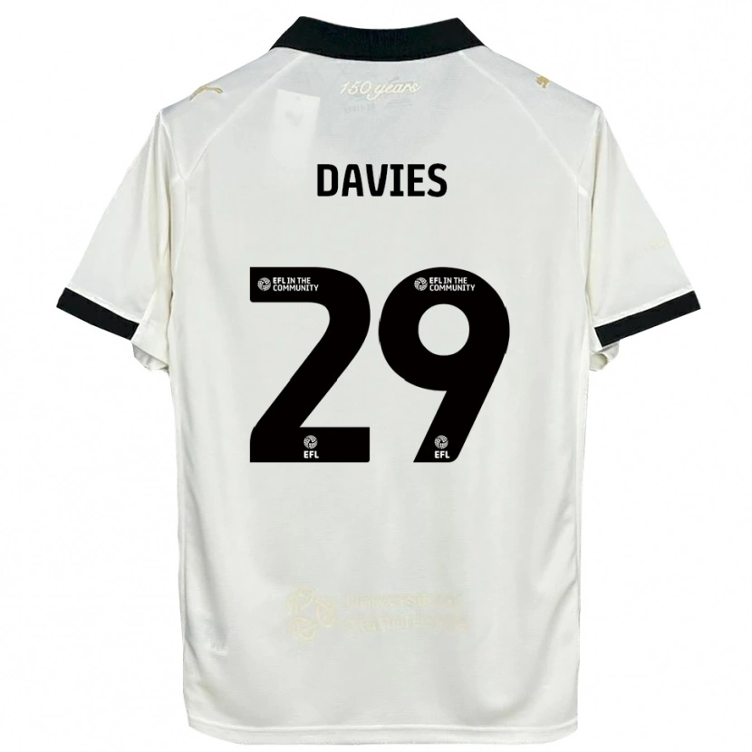 Danxen Børn Arron Davies #29 Off-White Sort Hjemmebane Spillertrøjer 2025/26 Trøje T-Shirt