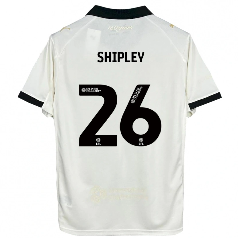 Danxen Børn Jordan Shipley #26 Off-White Sort Hjemmebane Spillertrøjer 2025/26 Trøje T-Shirt