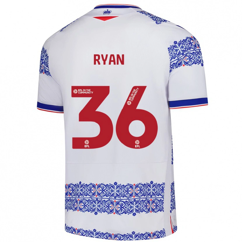 Danxen Børn John Ryan #36 Hvid Blå Hjemmebane Spillertrøjer 2025/26 Trøje T-Shirt
