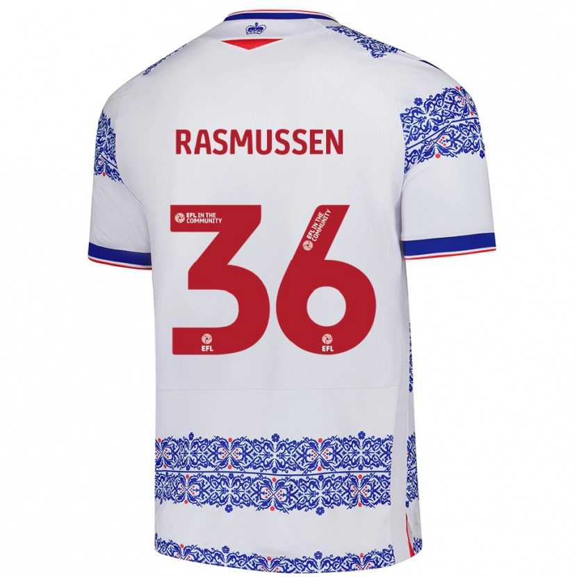 Danxen Børn Tash Rasmussen #36 Hvid Blå Hjemmebane Spillertrøjer 2025/26 Trøje T-Shirt