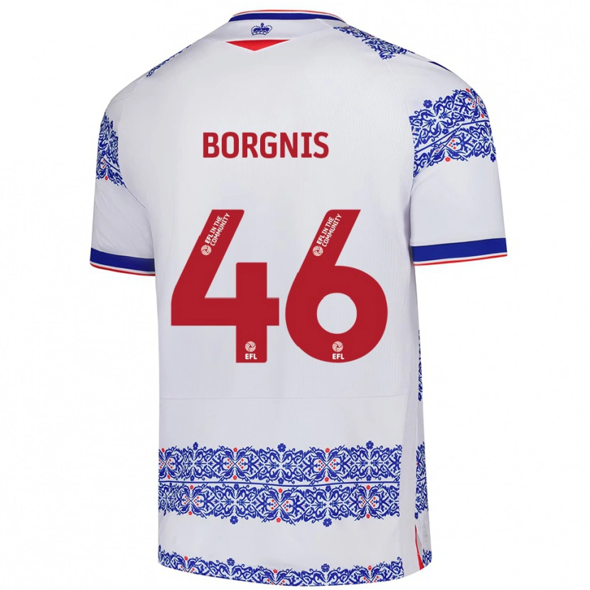Danxen Børn Jacob Borgnis #46 Hvid Blå Hjemmebane Spillertrøjer 2025/26 Trøje T-Shirt