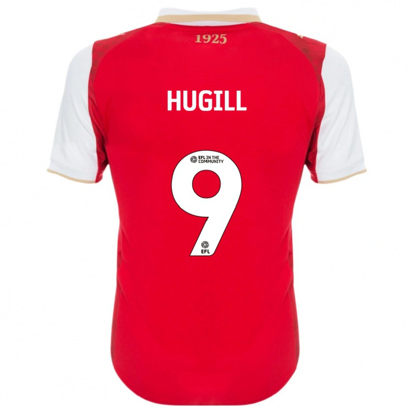 Danxen Børn Jordan Hugill #9 Rød Hvid Hjemmebane Spillertrøjer 2025/26 Trøje T-Shirt