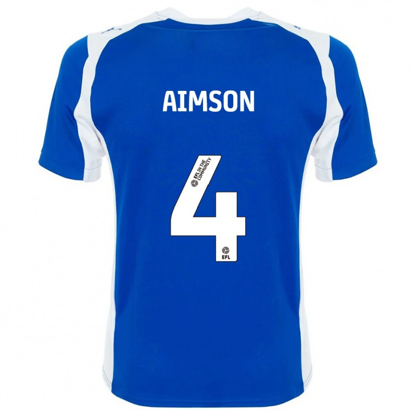 Danxen Børn Will Aimson #4 Blå Hvid Hjemmebane Spillertrøjer 2025/26 Trøje T-Shirt