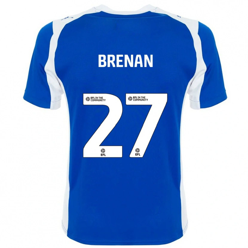Danxen Børn Tobias Brenan #27 Blå Hvid Hjemmebane Spillertrøjer 2025/26 Trøje T-Shirt