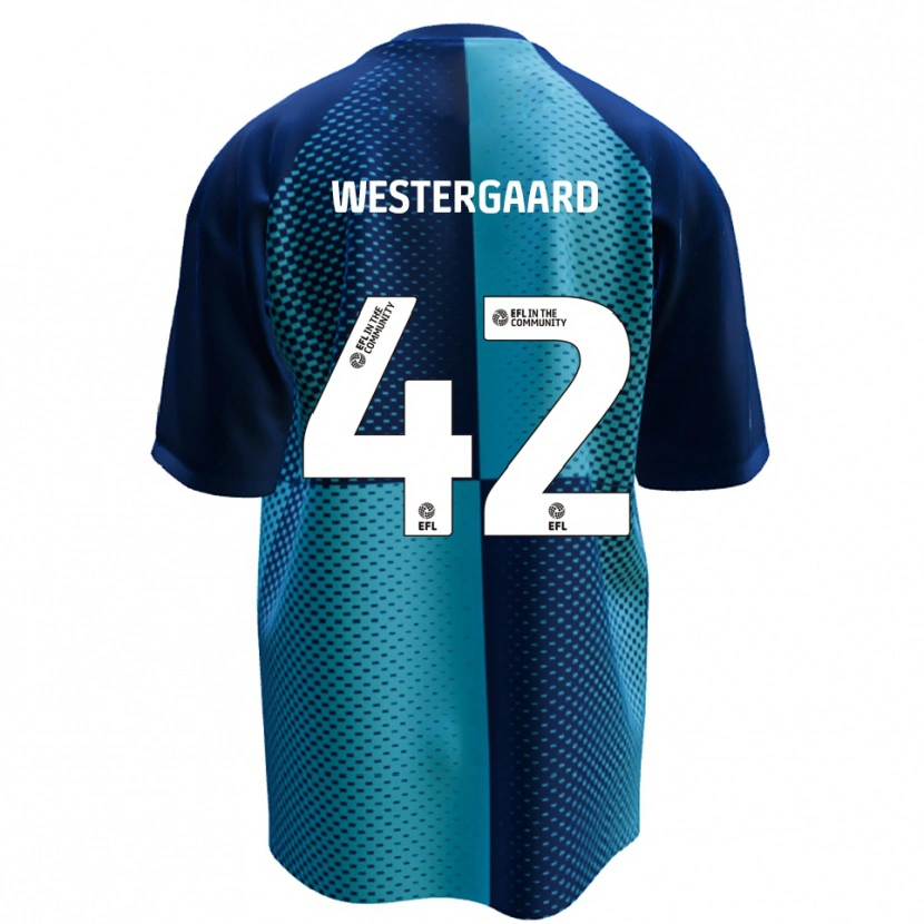 Danxen Børn Magnus Westergaard #42 Blå Lyseblå Hjemmebane Spillertrøjer 2025/26 Trøje T-Shirt
