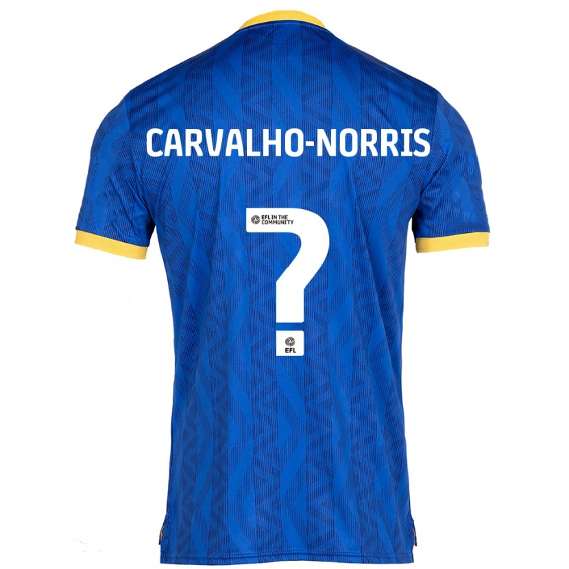 Danxen Børn Tom Carvalho-Norris #0 Marineblå Gul Hjemmebane Spillertrøjer 2025/26 Trøje T-Shirt