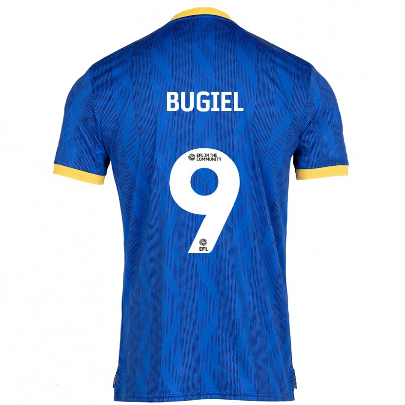 Danxen Børn Omar Bugiel #9 Marineblå Gul Hjemmebane Spillertrøjer 2025/26 Trøje T-Shirt