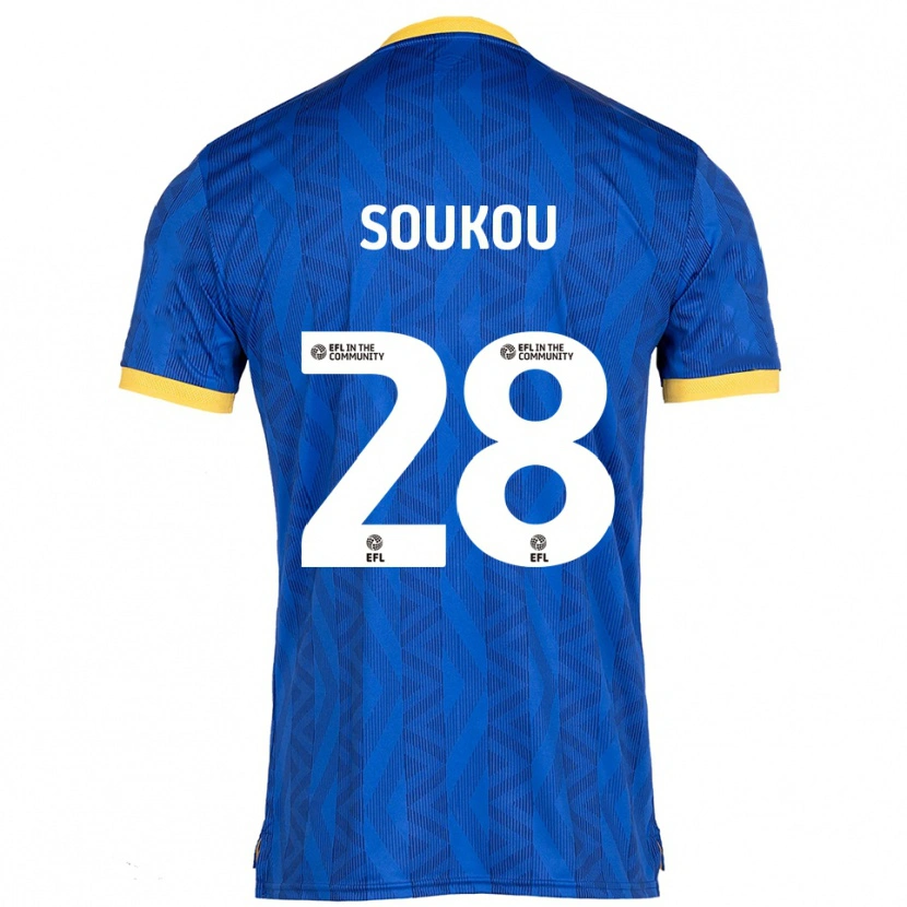 Danxen Børn Shaun Soukou #28 Marineblå Gul Hjemmebane Spillertrøjer 2025/26 Trøje T-Shirt