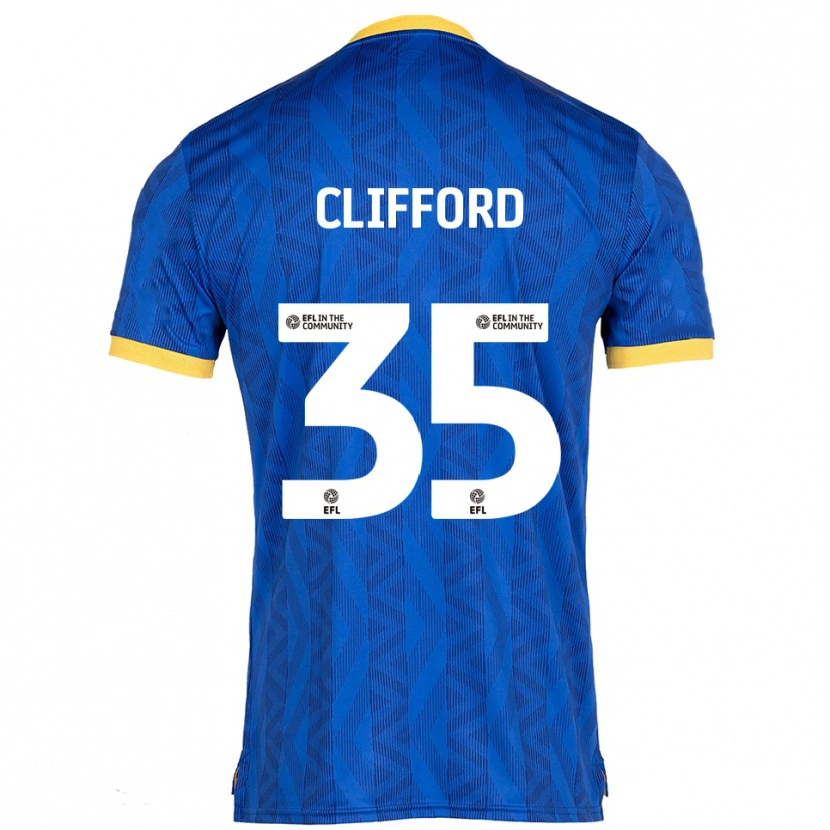 Danxen Børn Georgia Clifford #35 Marineblå Gul Hjemmebane Spillertrøjer 2025/26 Trøje T-Shirt