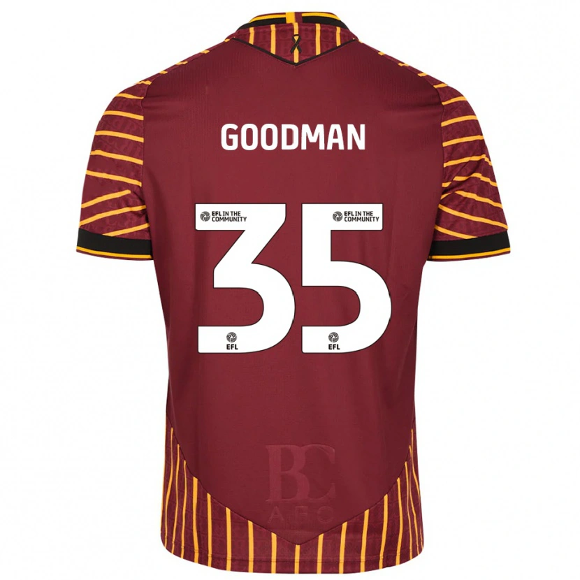 Danxen Børn George Goodman #35 Orange Burgunder Hjemmebane Spillertrøjer 2025/26 Trøje T-Shirt