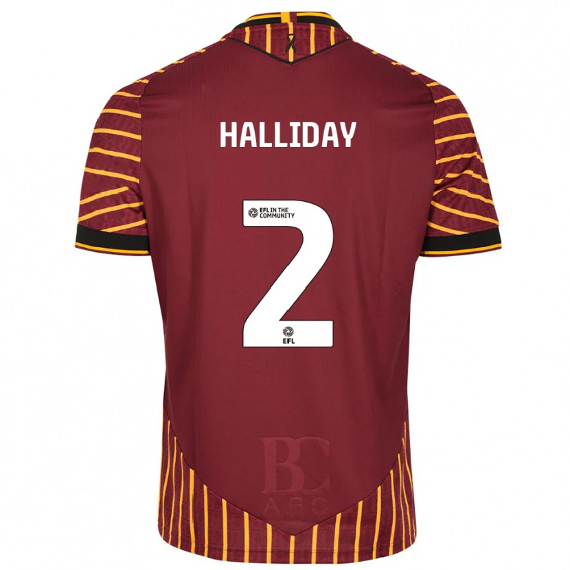 Danxen Børn Brad Halliday #2 Orange Burgunder Hjemmebane Spillertrøjer 2025/26 Trøje T-Shirt